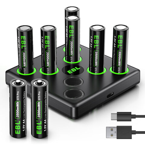 Boasting a stable 15V output and an astounding capacity of 3500mWh EBLs rechargeable lithiumion AA 8